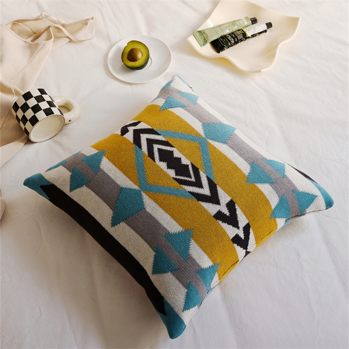 91家纺网 家纺一手货源 找家纺 （总）暖绵绵 2025新款摩纳哥几何针织抱枕毯子