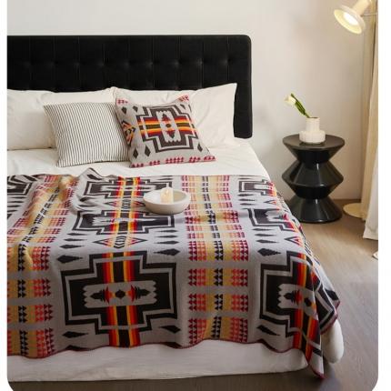 91家纺网 家纺一手货源 找家纺 （总）暖绵绵 2025新款摩纳哥几何针织抱枕毯子