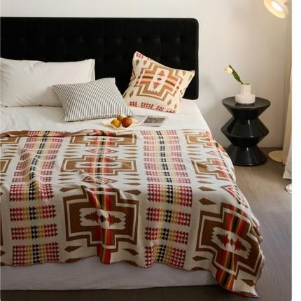 91家纺网 家纺一手货源 找家纺 （总）暖绵绵 2025新款摩纳哥几何针织抱枕毯子