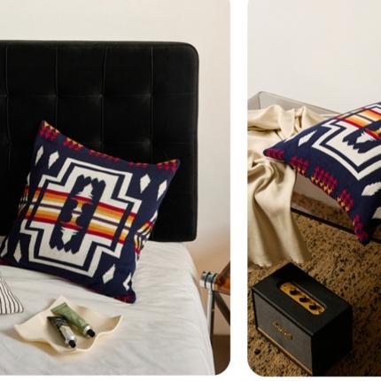 91家纺网 家纺一手货源 找家纺 （总）暖绵绵 2025新款摩纳哥几何针织抱枕毯子