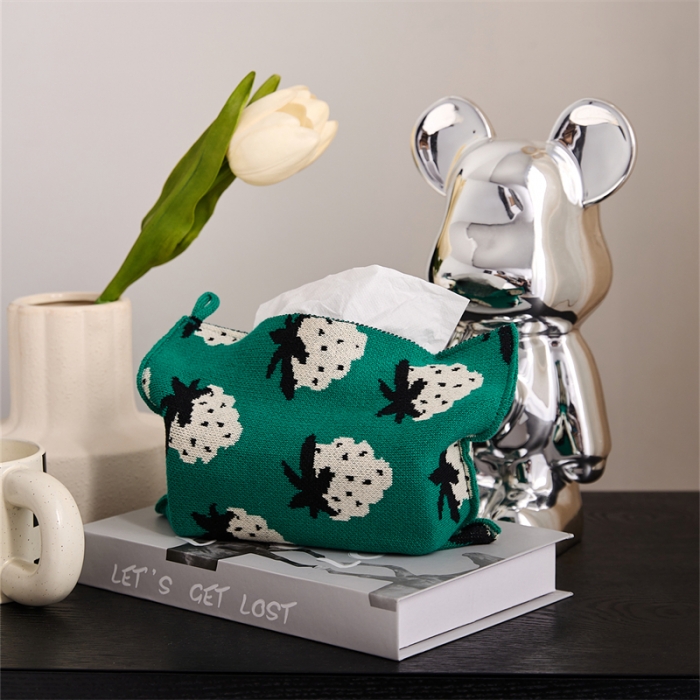 91家纺网 家纺一手货源 找家纺 暖绵绵 2025新款星空树莓系列抽纸盒均码 星空树莓时尚绿