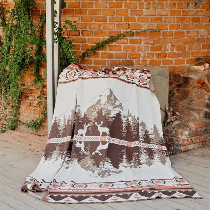 91家纺网 家纺一手货源 找家纺 暖绵绵 2025新款休闲毯盖毯林中小鹿和赛尔熊 林中小鹿红