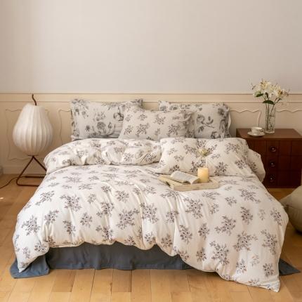 91家纺网 家纺一手货源 找家纺 华超针织 2023新品针织棉印花四件套 小苍兰