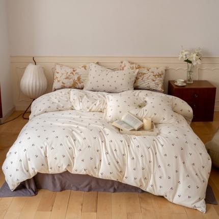 91家纺网 家纺一手货源 找家纺 华超针织 2023新品针织棉印花四件套 小樱桃