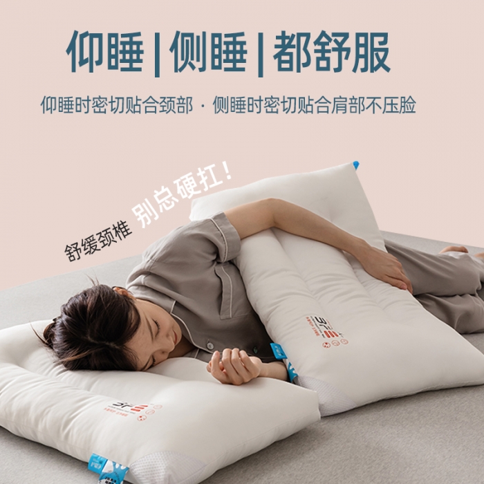 91家纺网 家纺一手货源 找家纺 拾光枕芯 2023新款三防水洗羽丝枕 白