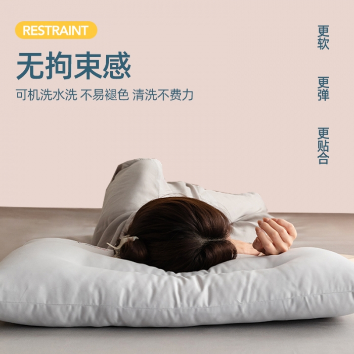91家纺网 家纺一手货源 找家纺 拾光枕芯 2023新款三防水洗羽丝枕 灰