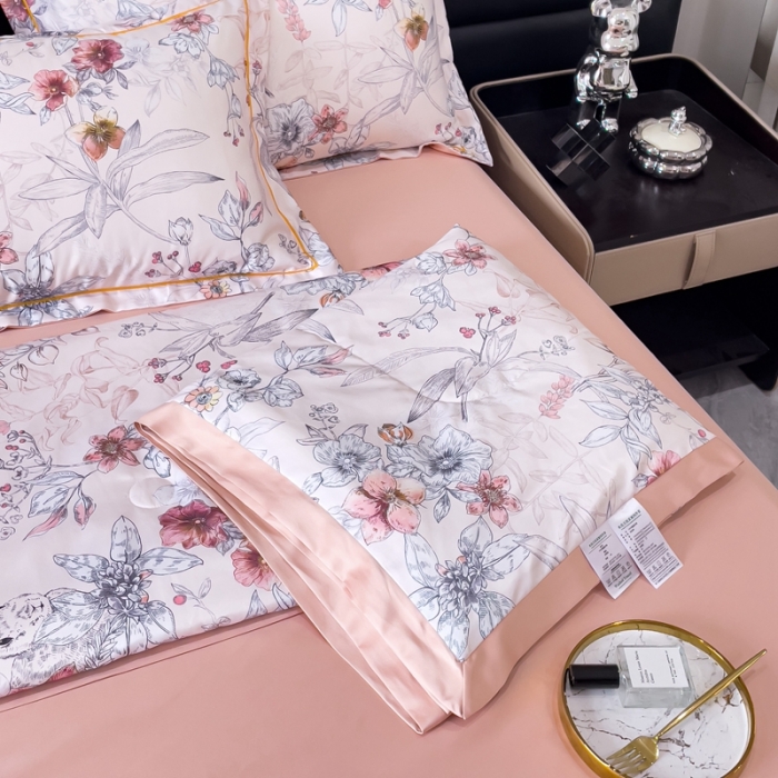91家纺网 家纺一手货源 找家纺 丽卡家纺 2023新款天丝舒适夏被四件套 浪漫花香