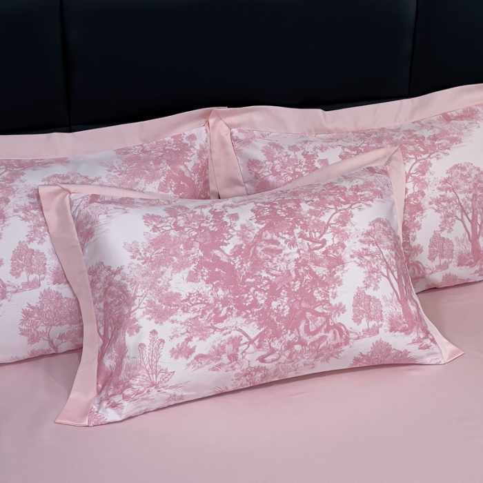 91家纺网 家纺一手货源 找家纺 丽卡家纺 2023新款天丝舒适夏被四件套 魅影粉