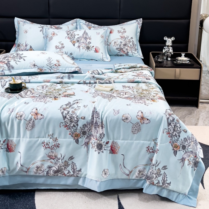 91家纺网 家纺一手货源 找家纺 丽卡家纺 2023新款天丝舒适夏被四件套 幸福约定