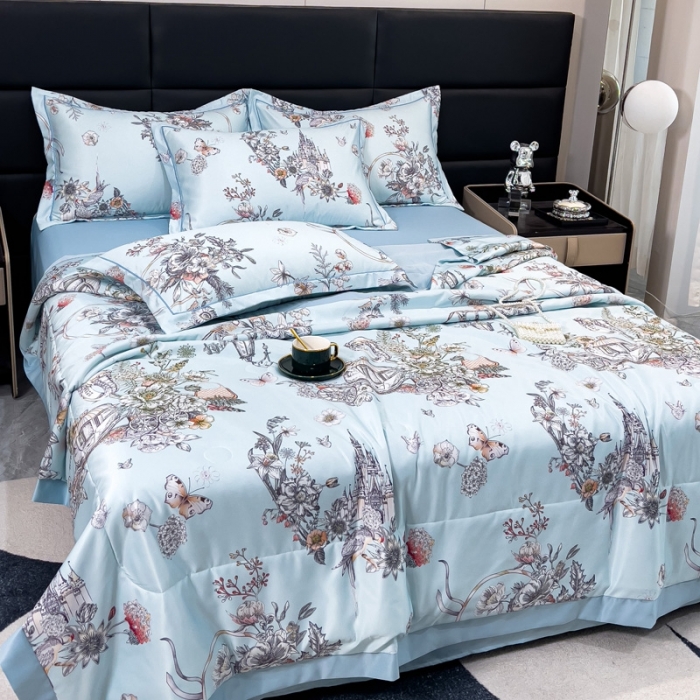 91家纺网 家纺一手货源 找家纺 丽卡家纺 2023新款天丝舒适夏被四件套 幸福约定