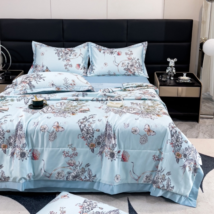 91家纺网 家纺一手货源 找家纺 丽卡家纺 2023新款天丝舒适夏被四件套 幸福约定