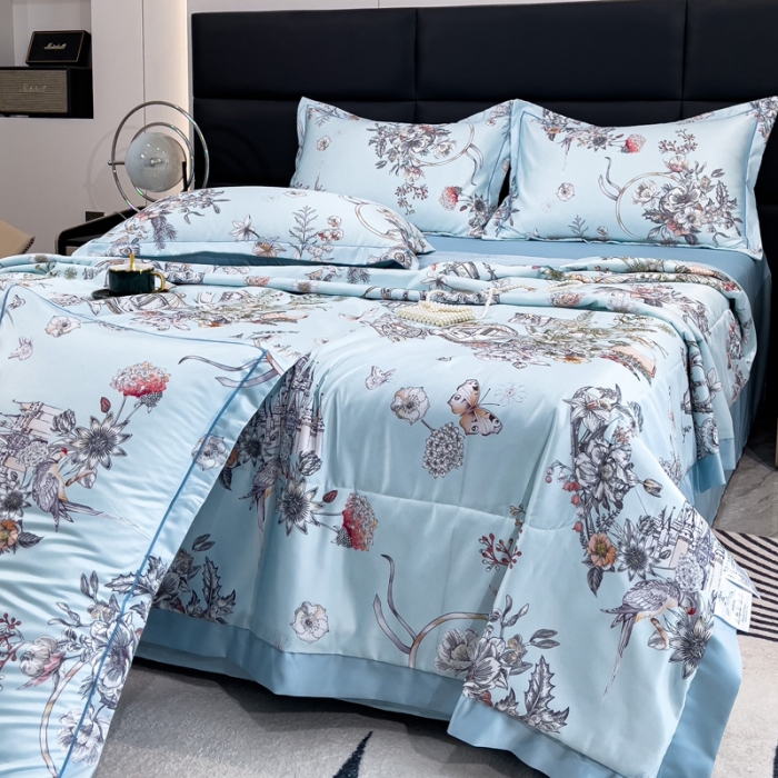 91家纺网 家纺一手货源 找家纺 丽卡家纺 2023新款天丝舒适夏被四件套 幸福约定