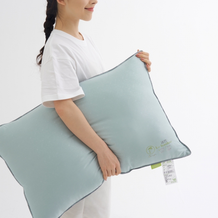 91家纺网 家纺一手货源 找家纺 拾光 2023新款天丝冰竹凉感枕酒店专用天然透气 晴蓝