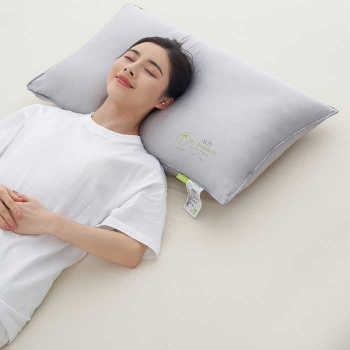 91家纺网 家纺一手货源 找家纺 拾光 2023新款天丝冰竹凉感枕酒店专用天然透气 雪灰