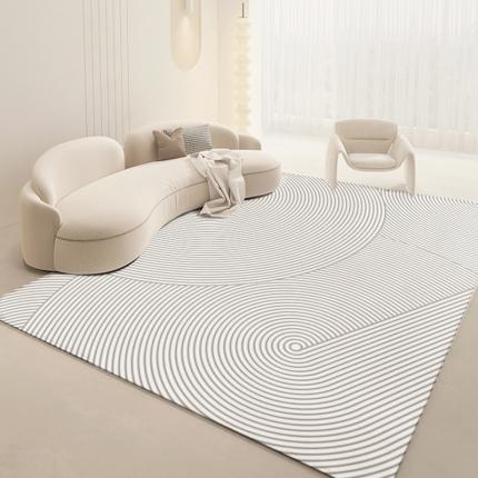 91家纺网 家纺一手货源 找家纺 芙宁娜2023新款水晶绒简约奶油风客厅茶几毯北欧现代黑白轻奢高级地垫 独白