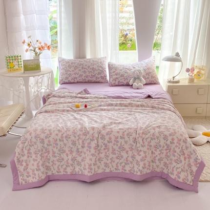 91家纺网 家纺一手货源 找家纺 妖妖家纺 2023新款超柔双层纱针织夏被 尽相思