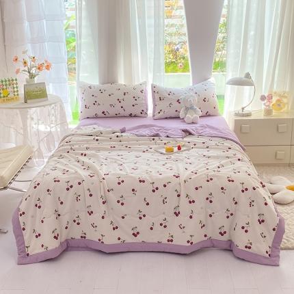 妖妖家纺 2023新款超柔双层纱针织夏被 夏日樱桃