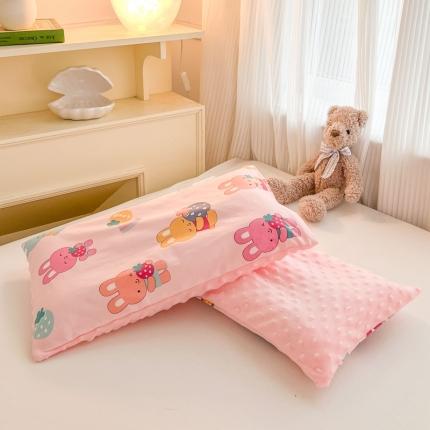 91家纺网 家纺一手货源 找家纺 宝晶枕芯2023小童30*50大童40*60全棉儿童安抚豆豆枕可拆卸款 粉兔兔30*50cm