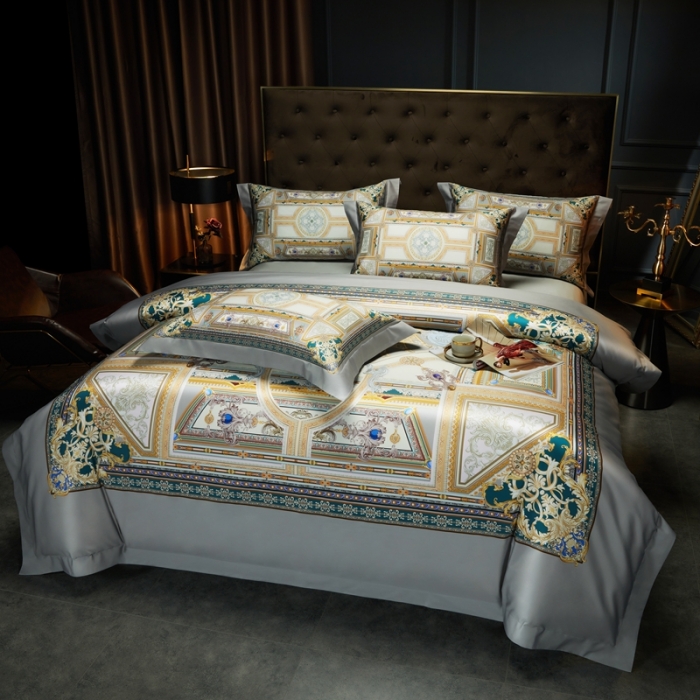 91家纺网 家纺一手货源 找家纺 （总）缔缦 2023新款100s长绒棉大版数码印花四件套-第4批