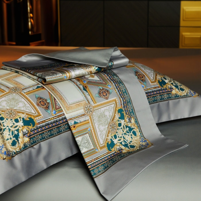 91家纺网 家纺一手货源 找家纺 缔缦 2023新款100s长绒棉大版数码印花四件套-第4批 奥帝斯