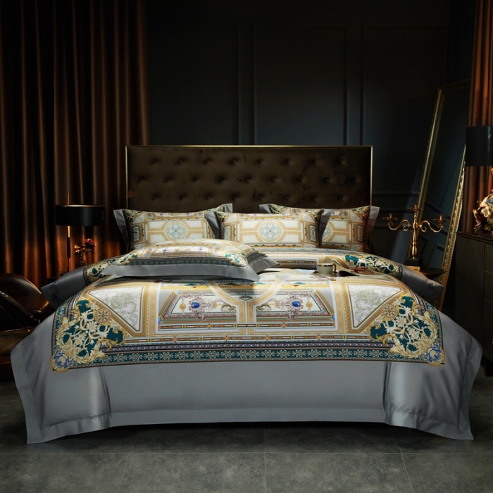 91家纺网 家纺一手货源 找家纺 缔缦 2023新款100s长绒棉大版数码印花四件套-第4批 奥帝斯