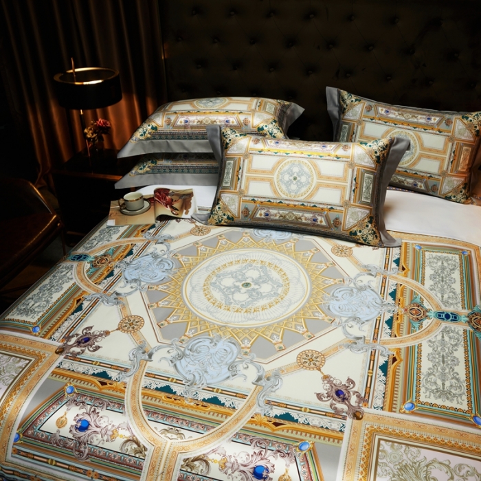 91家纺网 家纺一手货源 找家纺 缔缦 2023新款100s长绒棉大版数码印花四件套-第4批 奥帝斯