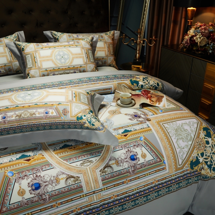 91家纺网 家纺一手货源 找家纺 缔缦 2023新款100s长绒棉大版数码印花四件套-第4批 奥帝斯