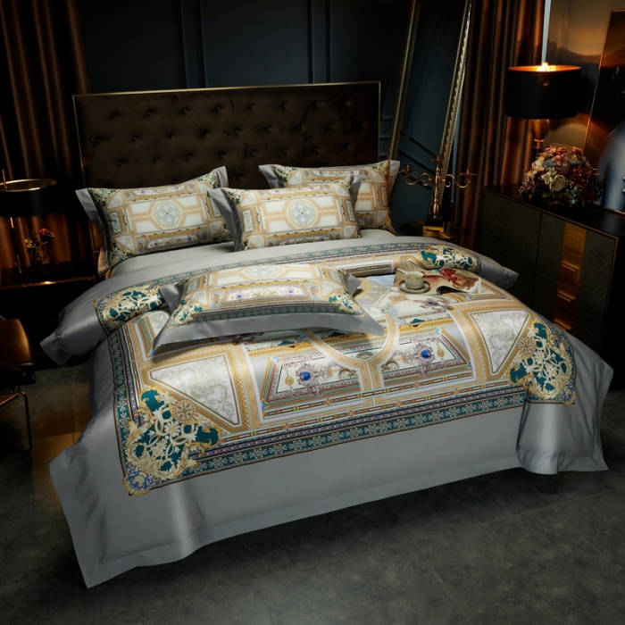 91家纺网 家纺一手货源 找家纺 缔缦 2023新款100s长绒棉大版数码印花四件套-第4批 奥帝斯