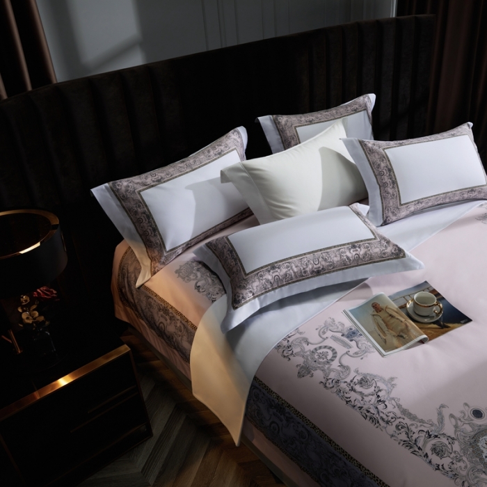 91家纺网 家纺一手货源 找家纺 缔缦 2023新款100s长绒棉大版数码印花四件套-第4批 富丽之都