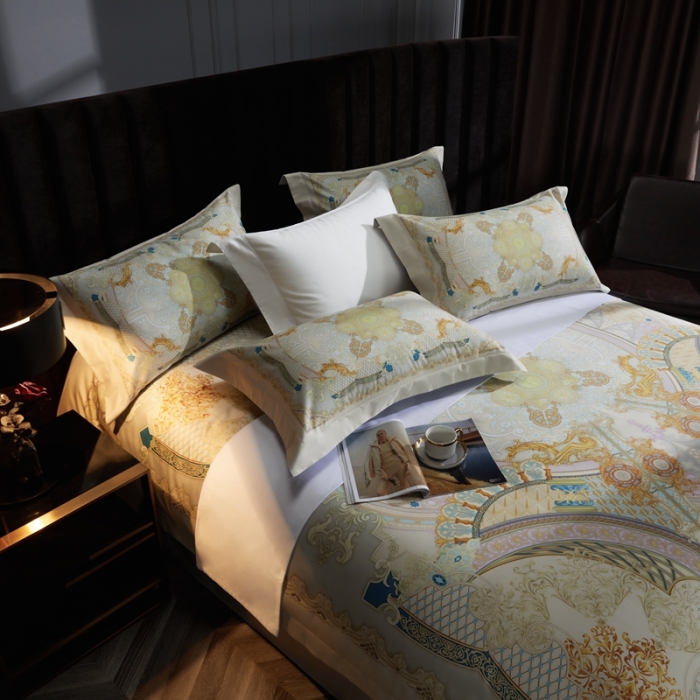 91家纺网 家纺一手货源 找家纺 缔缦 2023新款100s长绒棉大版数码印花四件套-第4批 华尔兹