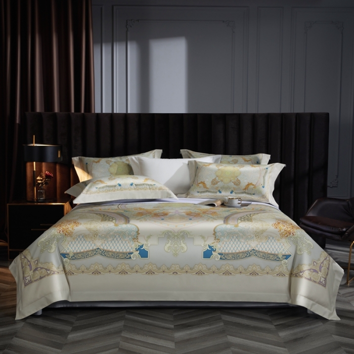 91家纺网 家纺一手货源 找家纺 缔缦 2023新款100s长绒棉大版数码印花四件套-第4批 华尔兹