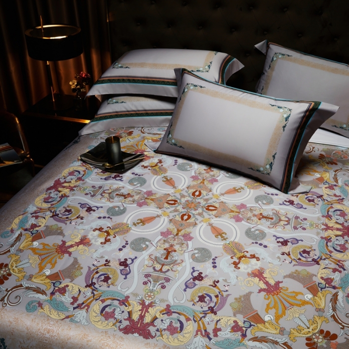 91家纺网 家纺一手货源 找家纺 缔缦 2023新款100s长绒棉大版数码印花四件套-第4批 洛丽卡