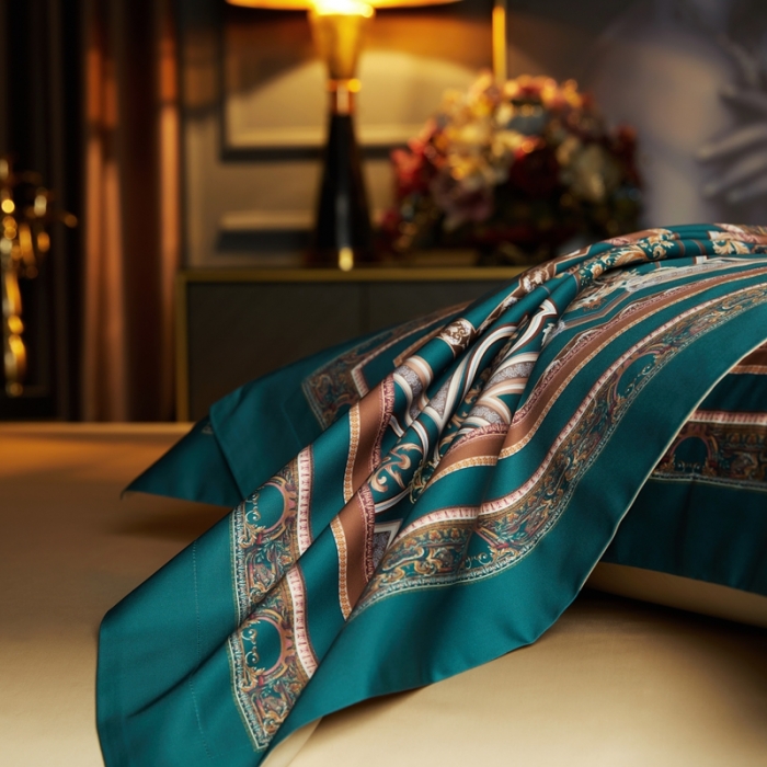 91家纺网 家纺一手货源 找家纺 缔缦 2023新款100s长绒棉大版数码印花四件套-第4批 塞维尼亚