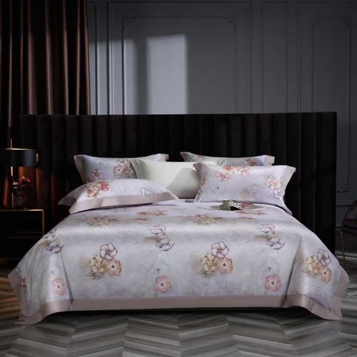 91家纺网 家纺一手货源 找家纺 （总）缔缦 2023新款100s长绒棉拼角款数码印花四件套