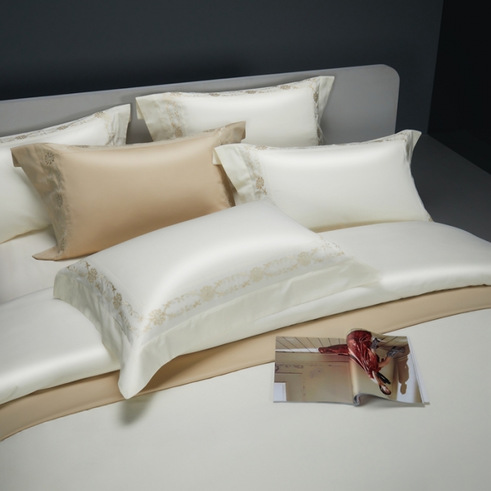 91家纺网 家纺一手货源 找家纺 缔缦 2023新款100s澳棉刺绣四件套-优尼卡 贵族白