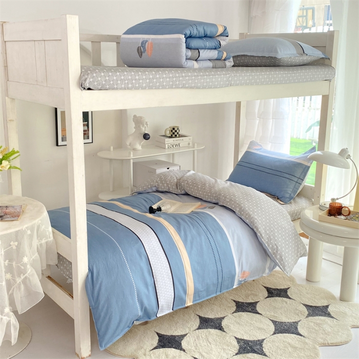 91家纺网 家纺一手货源 找家纺 多品 2023新款12868全棉宿舍三件套-第二批 格彩丽景