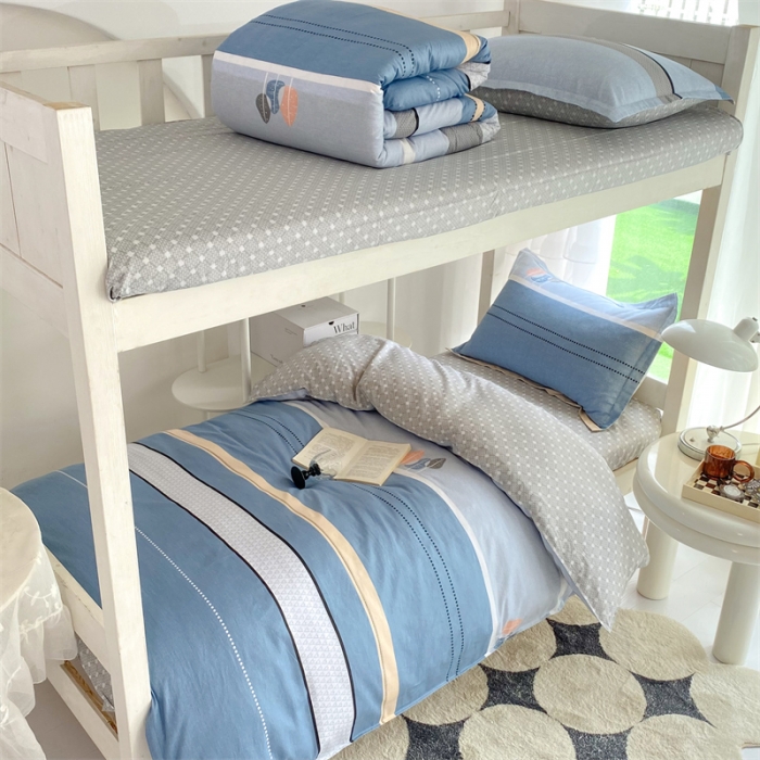 91家纺网 家纺一手货源 找家纺 多品 2023新款12868全棉宿舍三件套-第二批 格彩丽景