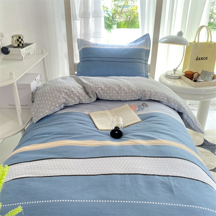 91家纺网 家纺一手货源 找家纺 多品 2023新款12868全棉宿舍三件套-第二批 格彩丽景