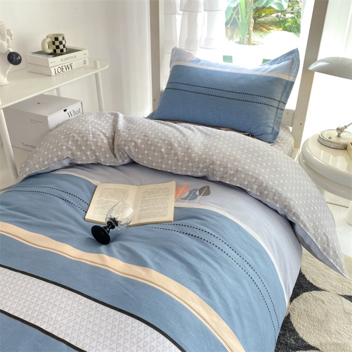 91家纺网 家纺一手货源 找家纺 多品 2023新款12868全棉宿舍三件套-第二批 格彩丽景