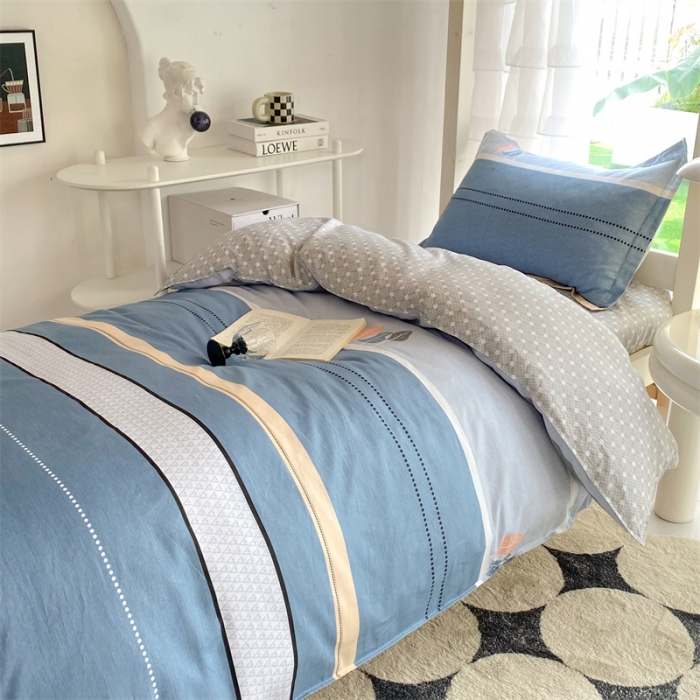 91家纺网 家纺一手货源 找家纺 多品 2023新款12868全棉宿舍三件套-第二批 格彩丽景