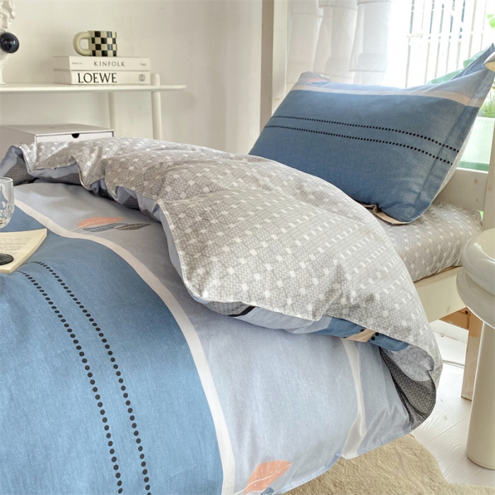 91家纺网 家纺一手货源 找家纺 多品 2023新款12868全棉宿舍三件套-第二批 格彩丽景