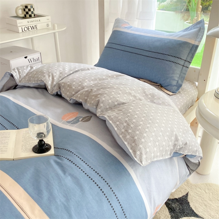 91家纺网 家纺一手货源 找家纺 多品 2023新款12868全棉宿舍三件套-第二批 格彩丽景