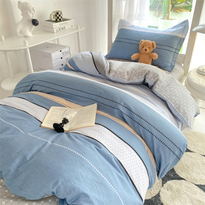 91家纺网 家纺一手货源 找家纺 多品 2023新款12868全棉宿舍三件套-第二批 格彩丽景