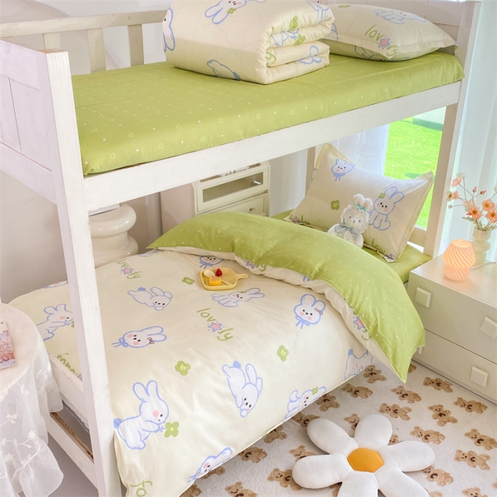 91家纺网 家纺一手货源 找家纺 多品 2023新款12868全棉宿舍三件套-第二批 吉祥兔