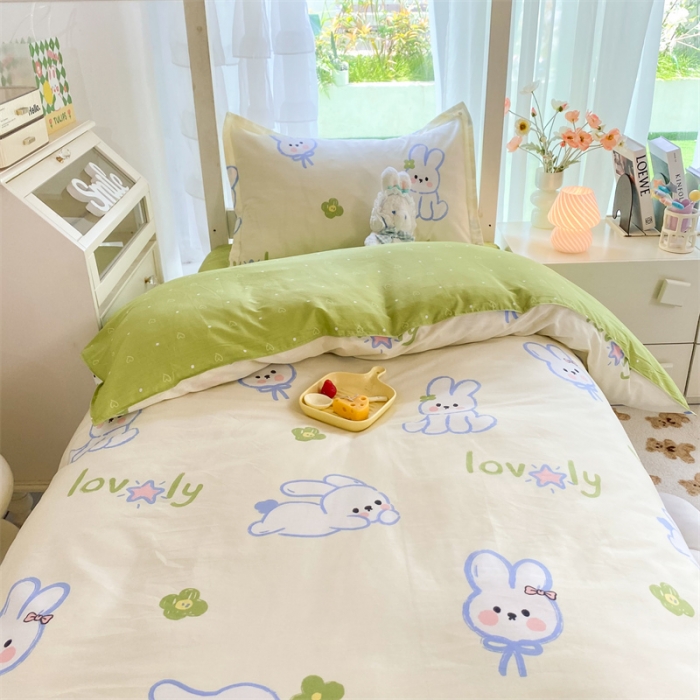 91家纺网 家纺一手货源 找家纺 多品 2023新款12868全棉宿舍三件套-第二批 吉祥兔