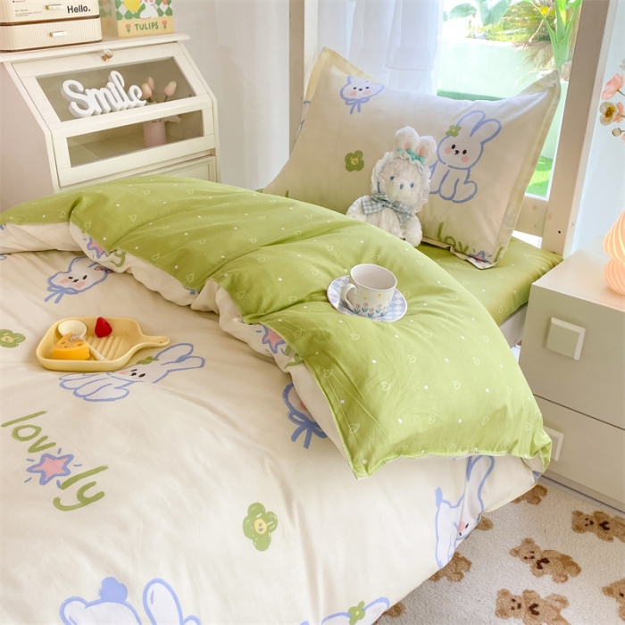 91家纺网 家纺一手货源 找家纺 多品 2023新款12868全棉宿舍三件套-第二批 吉祥兔