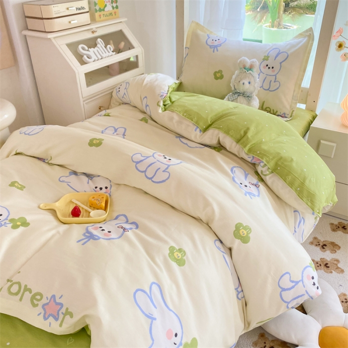 91家纺网 家纺一手货源 找家纺 多品 2023新款12868全棉宿舍三件套-第二批 吉祥兔