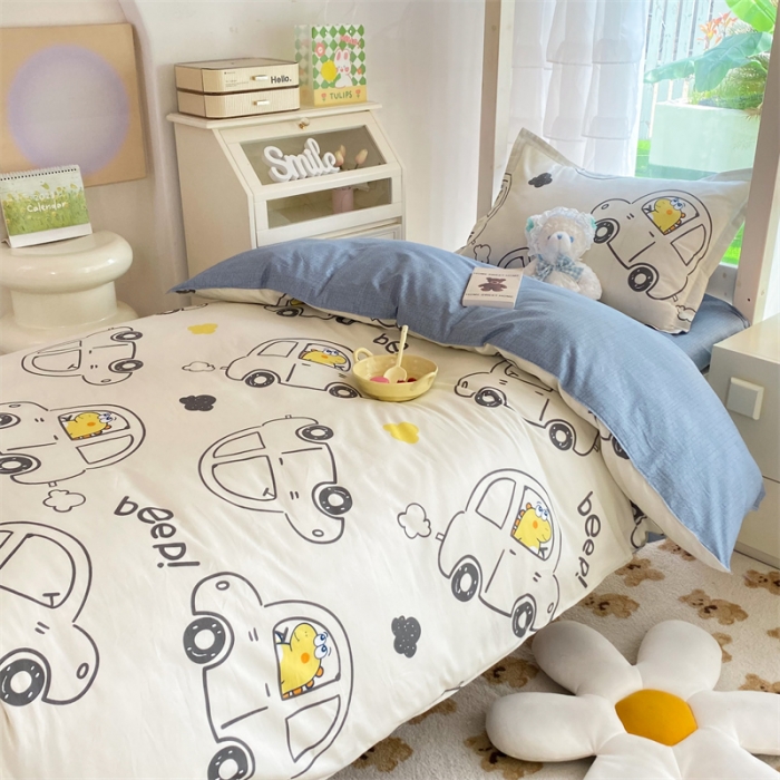 91家纺网 家纺一手货源 找家纺 多品 2023新款12868全棉宿舍三件套-第二批 恐龙巴士米