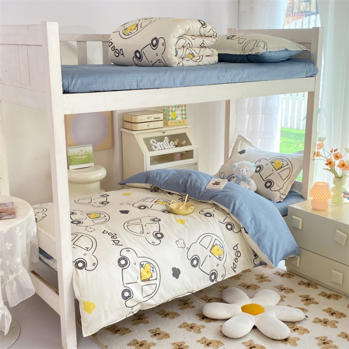 91家纺网 家纺一手货源 找家纺 多品 2023新款12868全棉宿舍三件套-第二批 恐龙巴士米