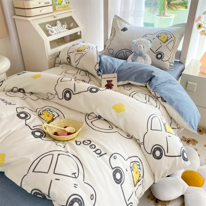 91家纺网 家纺一手货源 找家纺 多品 2023新款12868全棉宿舍三件套-第二批 恐龙巴士米